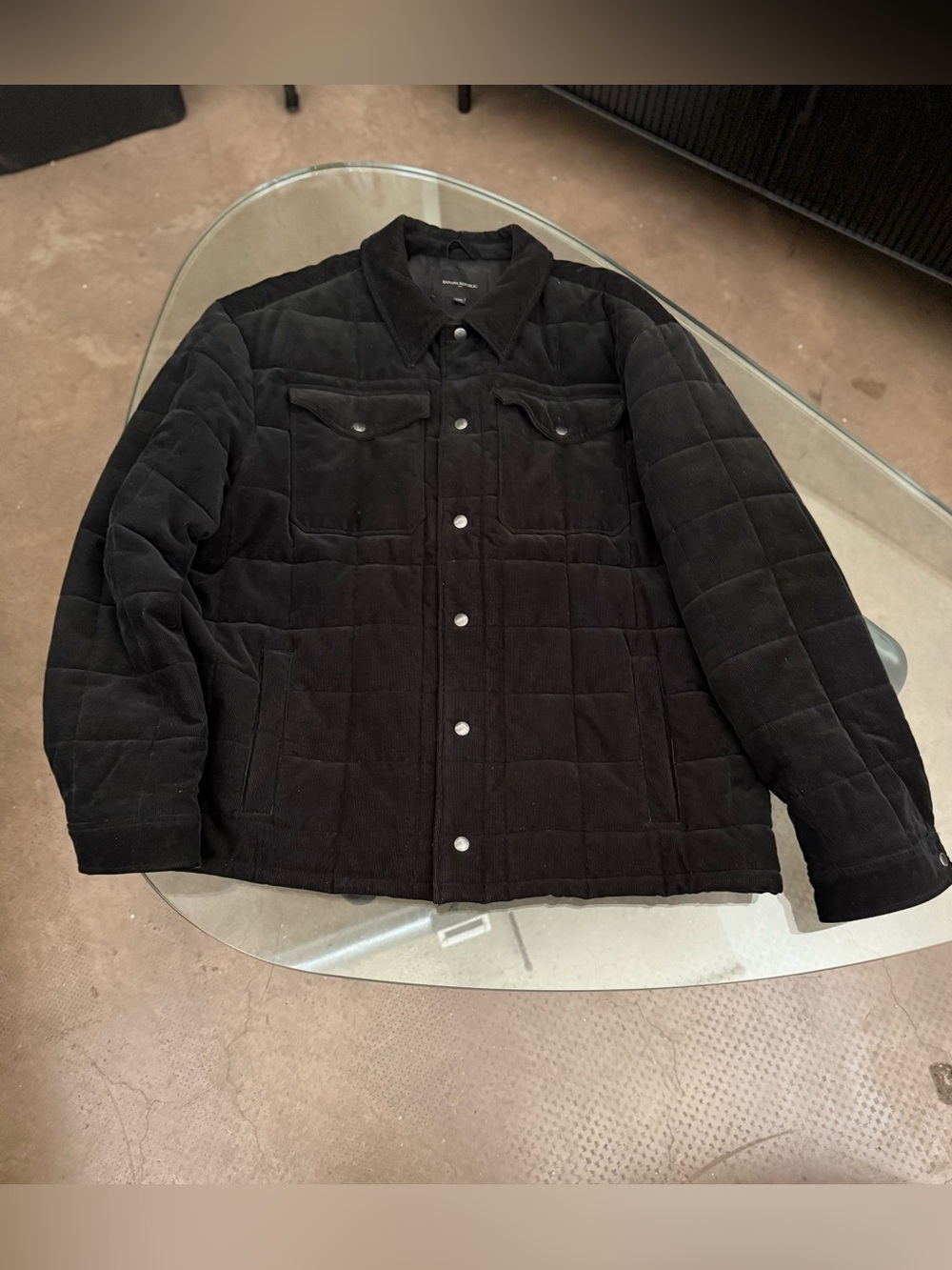 Banana Republic Black Quilted Corduroy Puffer Jacket